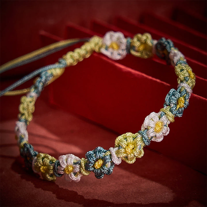 Buddha Stones Bracelet en corde tressée à la main, dégradé pastel marguerite - image 4