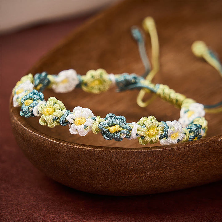 Buddha Stones Bracelet en corde tressée à la main, dégradé pastel marguerite - image 3