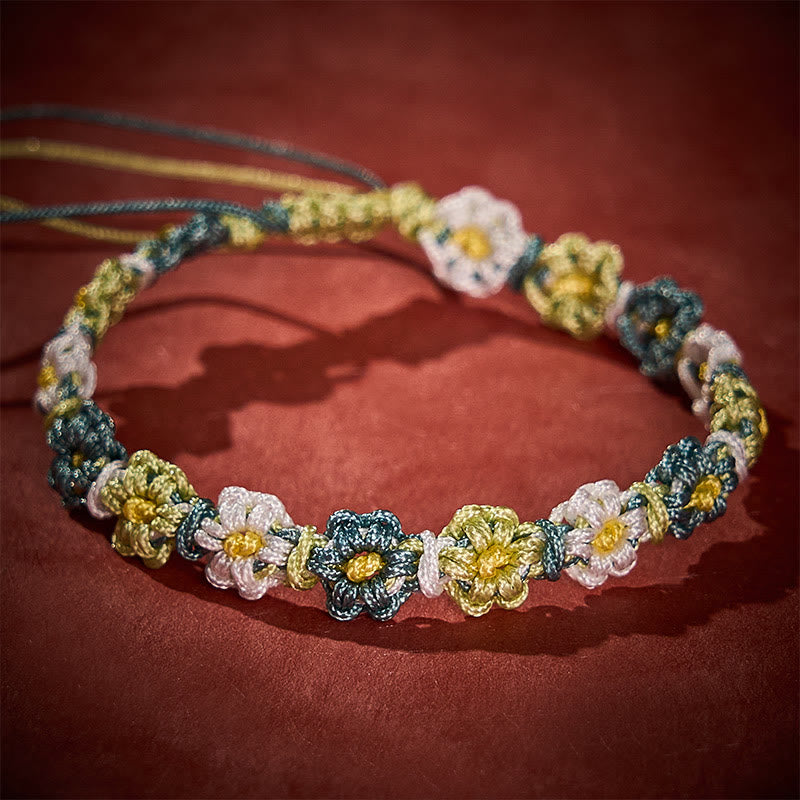 Buddha Stones Bracelet en corde tressée à la main, dégradé pastel marguerite - image 2