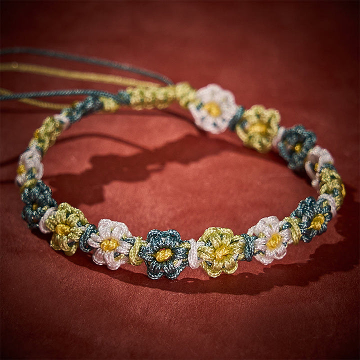Buddha Stones Bracelet en corde tressée à la main, dégradé pastel marguerite - image 2