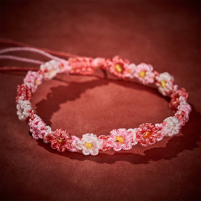 Buddha Stones Bracelet en corde tressée à la main, dégradé pastel marguerite - Rose (Tour de poignet : 14-17 cm) - image 9