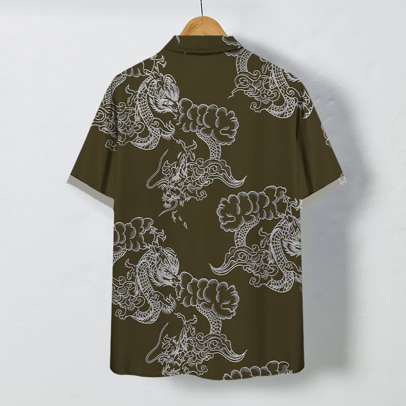 Buddha Stones Chemise à manches courtes respirante pour homme, à boutons et à motif floral vintage - image 6