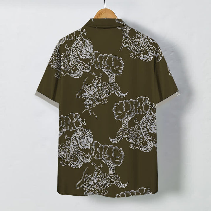 Buddha Stones Chemise à manches courtes respirante pour homme, à boutons et à motif floral vintage - image 6