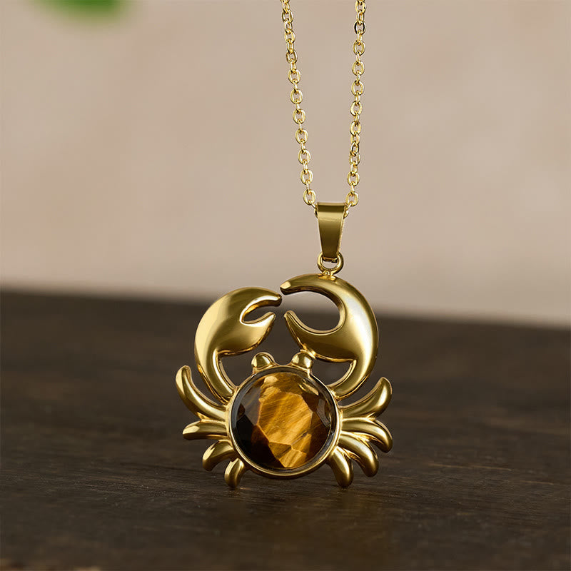 Buddha Stones Collier Crabe Paix Intérieure en Améthyste Plaqué Or - image 10