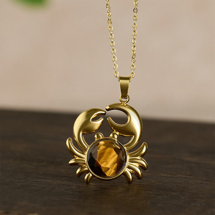 Buddha Stones Collier Crabe Paix Intérieure en Améthyste Plaqué Or - image 10
