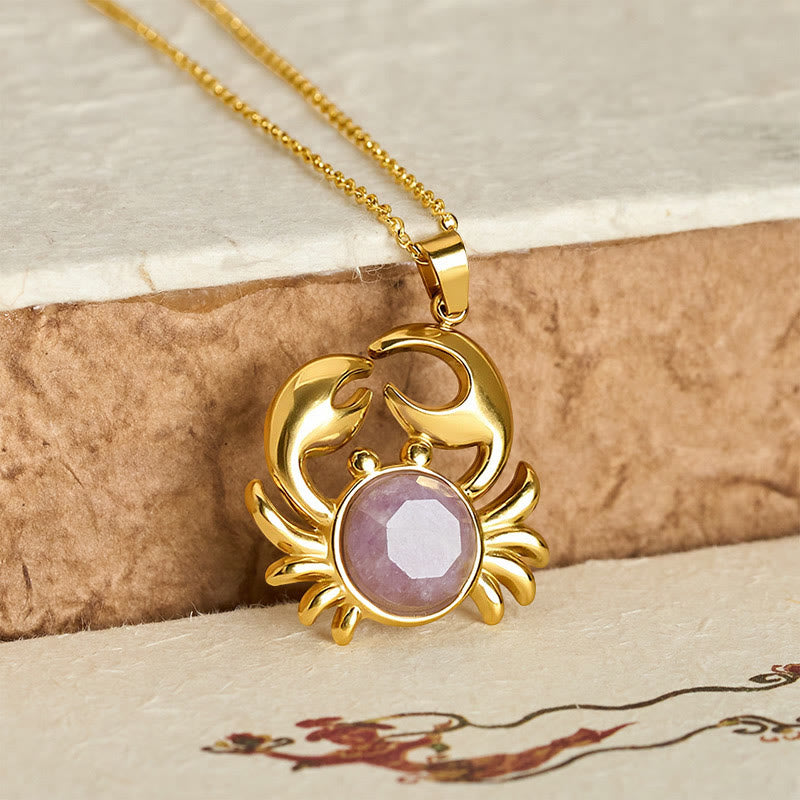 Buddha Stones Collier Crabe Paix Intérieure en Améthyste Plaqué Or - image 3