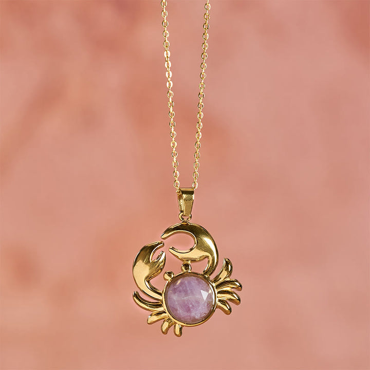 Buddha Stones Collier Crabe Paix Intérieure en Améthyste Plaqué Or - image 2