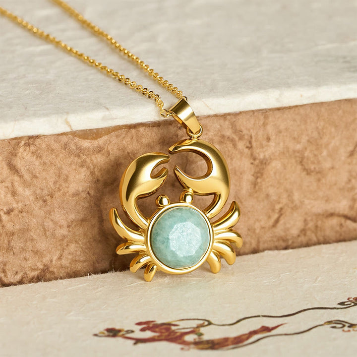 Buddha Stones Collier Crabe Paix Intérieure en Améthyste Plaqué Or - image 15