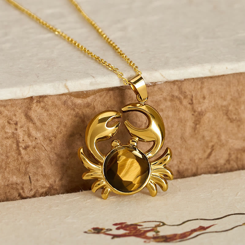 Buddha Stones Collier Crabe Paix Intérieure en Améthyste Plaqué Or - image 9