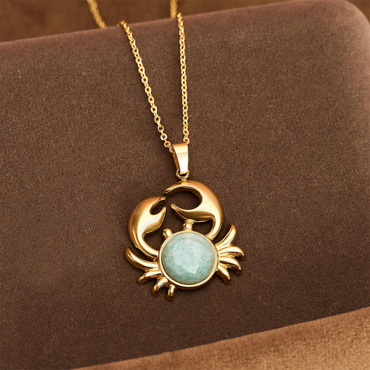 Buddha Stones Collier Crabe Paix Intérieure en Améthyste Plaqué Or - Amazonite (Vérité ♥ Communication) - image 12