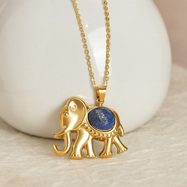 Buddha Stones Collier de protection éléphant en œil de tigre plaqué or - image 8