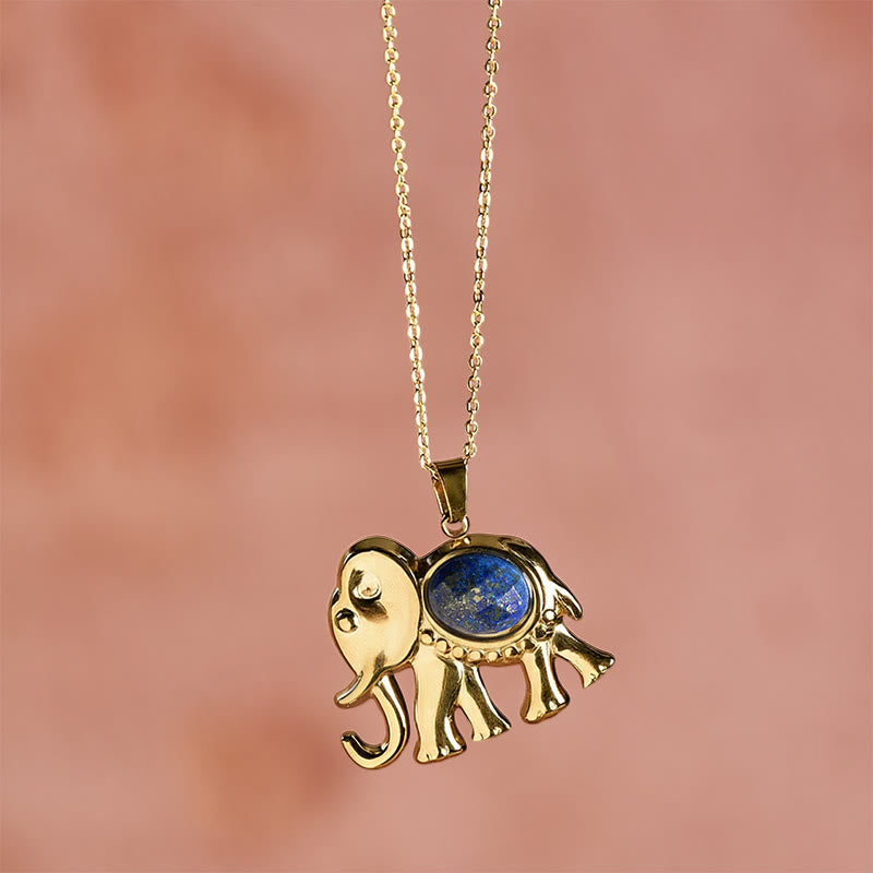 Buddha Stones Collier de protection éléphant en œil de tigre plaqué or - image 10