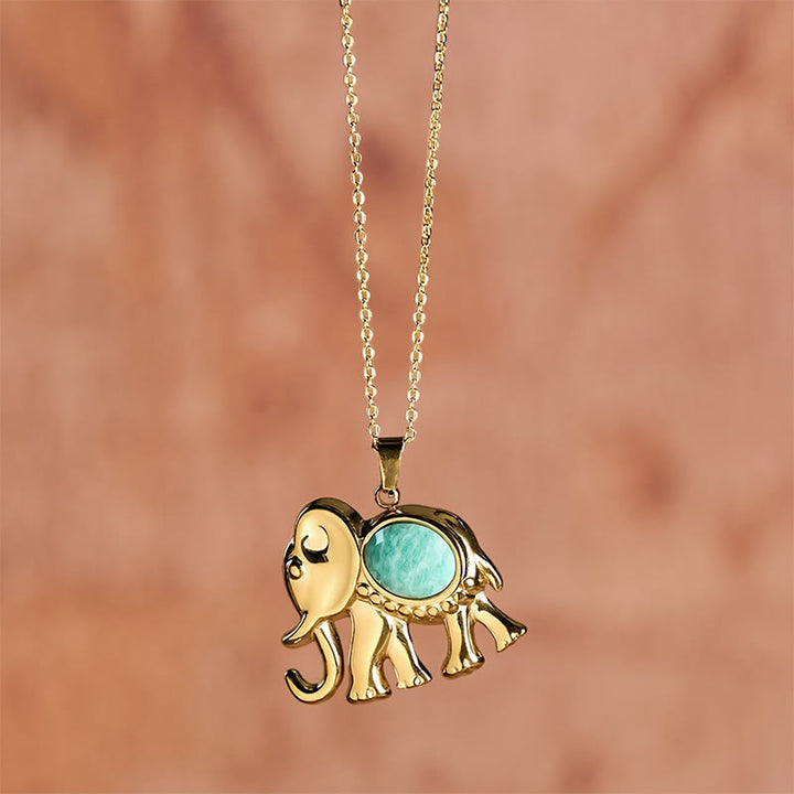 Buddha Stones Collier de protection éléphant en œil de tigre plaqué or - image 16