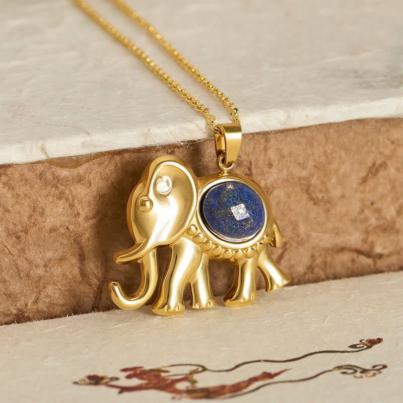 Buddha Stones Collier de protection éléphant en œil de tigre plaqué or - image 9