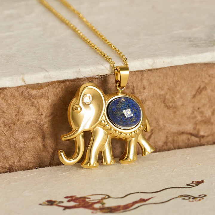 Buddha Stones Collier de protection éléphant en œil de tigre plaqué or - image 9