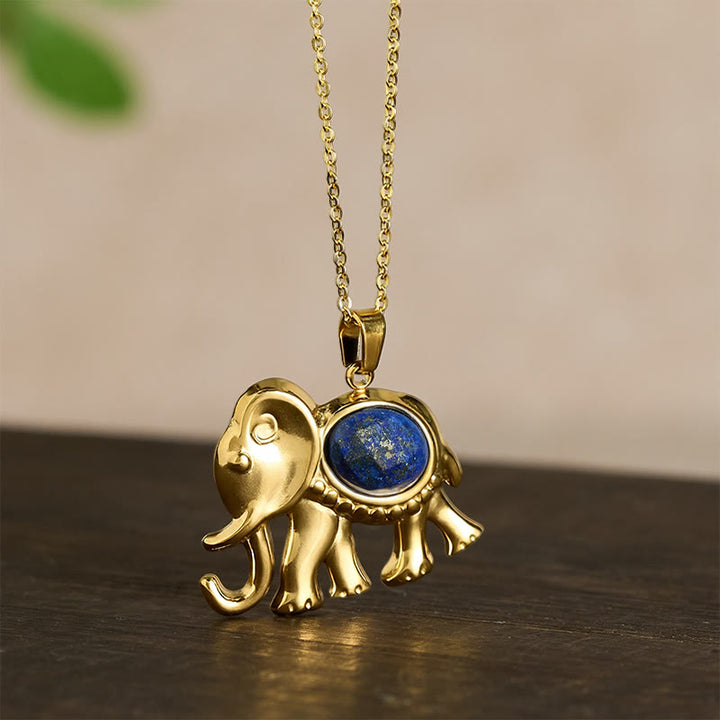 Buddha Stones Collier de protection éléphant en œil de tigre plaqué or - image 11