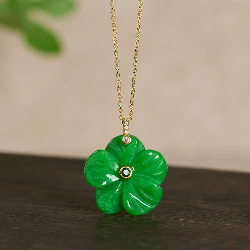 Buddha Stones Collier de positivité en aventurine verte naturelle à cinq pétales - image 8