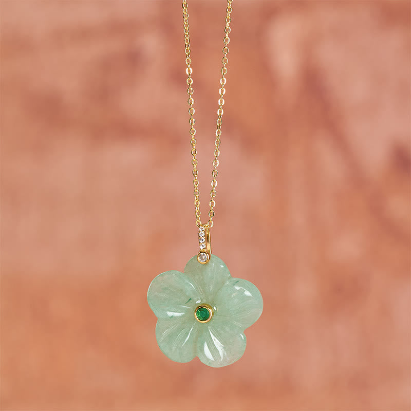 Buddha Stones Collier de positivité en aventurine verte naturelle à cinq pétales - image 4