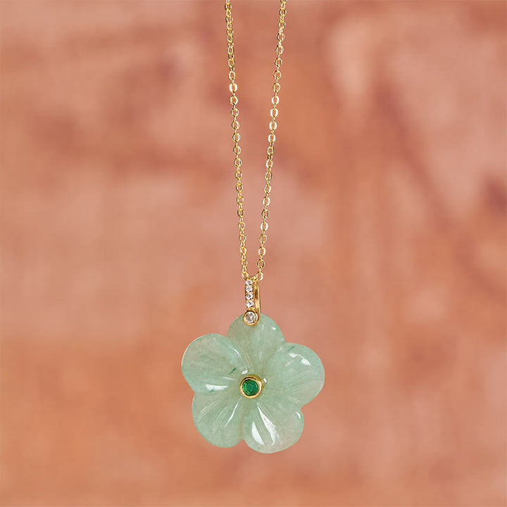 Buddha Stones Collier de positivité en aventurine verte naturelle à cinq pétales - image 4