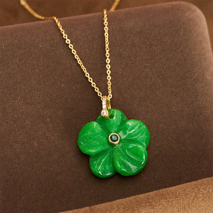 Buddha Stones Collier de positivité en aventurine verte naturelle à cinq pétales - image 9