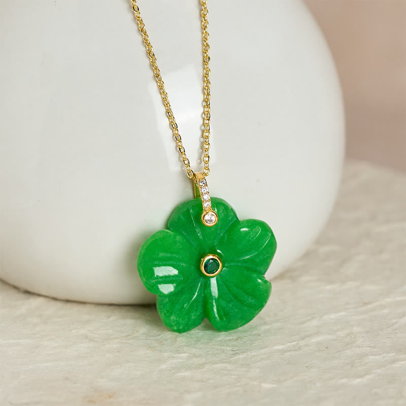 Buddha Stones Collier de positivité en aventurine verte naturelle à cinq pétales - vert foncé - image 7