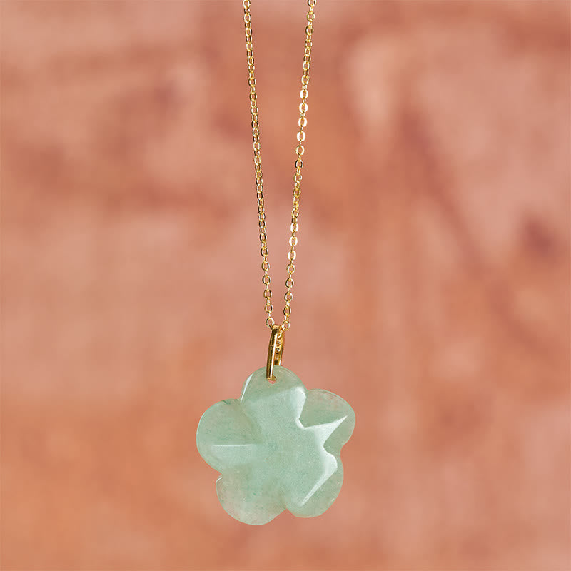 Buddha Stones Collier de positivité en aventurine verte naturelle à cinq pétales - image 5