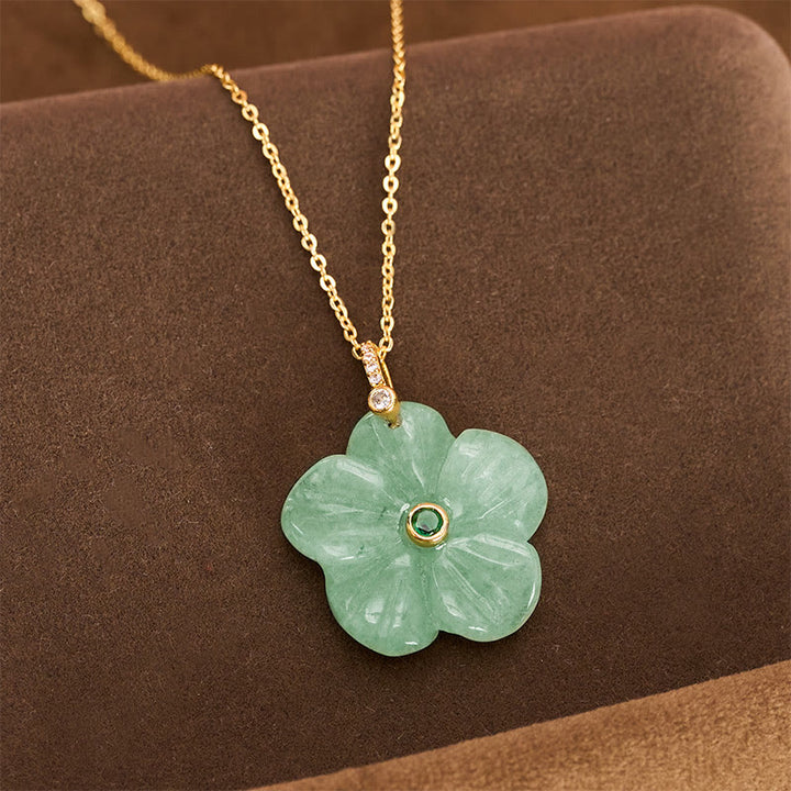 Buddha Stones Collier de positivité en aventurine verte naturelle à cinq pétales - image 2