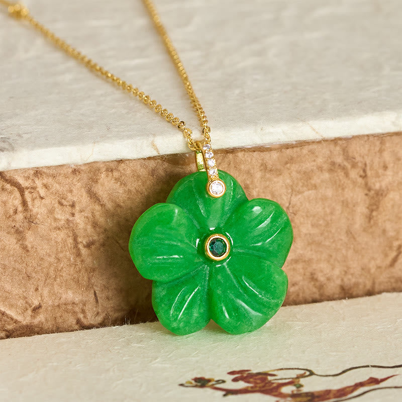 Buddha Stones Collier de positivité en aventurine verte naturelle à cinq pétales - image 10