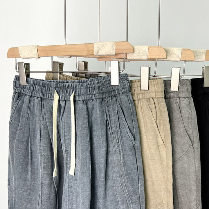 Buddha Stones Short d'été décontracté pour homme, taille élastique unie avec cordon de serrage et poches - image 14