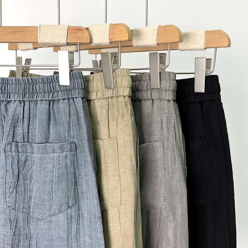 Buddha Stones Short d'été décontracté pour homme, taille élastique unie avec cordon de serrage et poches - image 16