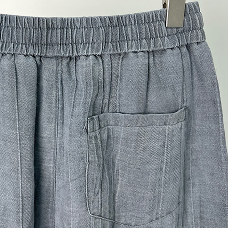 Buddha Stones Short d'été décontracté pour homme, taille élastique unie avec cordon de serrage et poches - image 7