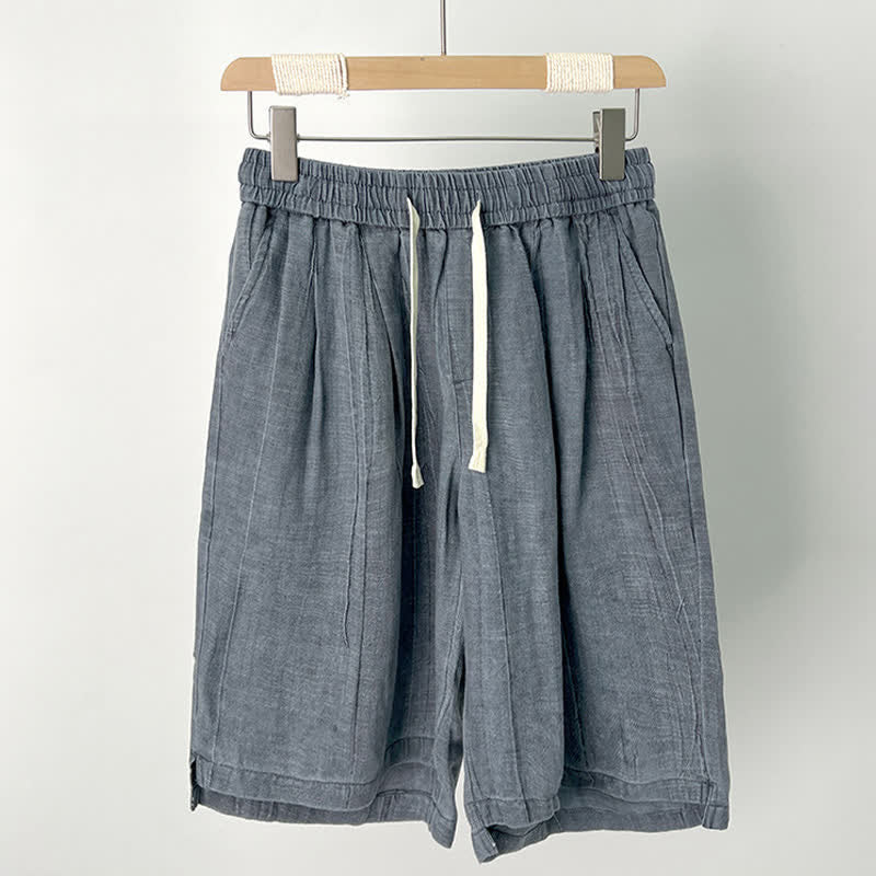 Buddha Stones Short d'été décontracté pour homme, taille élastique unie avec cordon de serrage et poches - Gris ardoise - US/UK/AU44，EU54 (4XL) - image 3
