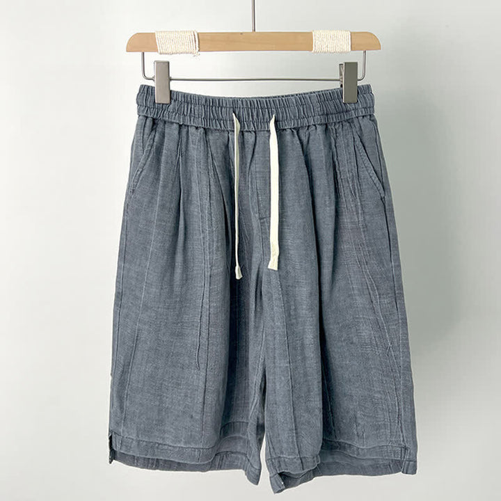 Buddha Stones Short d'été décontracté pour homme, taille élastique unie avec cordon de serrage et poches - Gris ardoise - US/UK/AU44，EU54 (4XL) - image 3