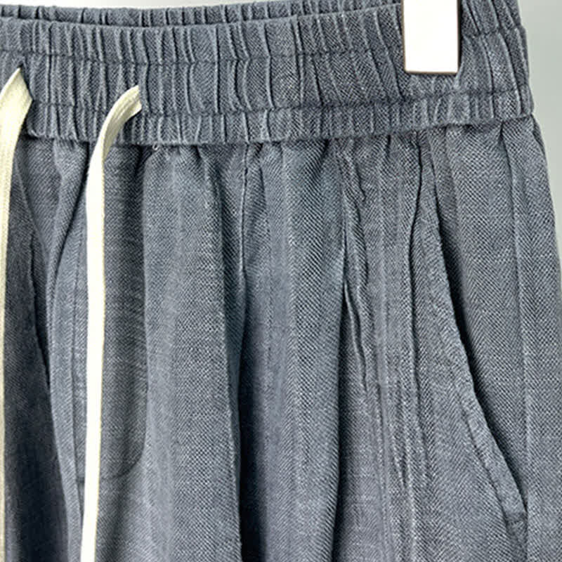 Buddha Stones Short d'été décontracté pour homme, taille élastique unie avec cordon de serrage et poches - image 9