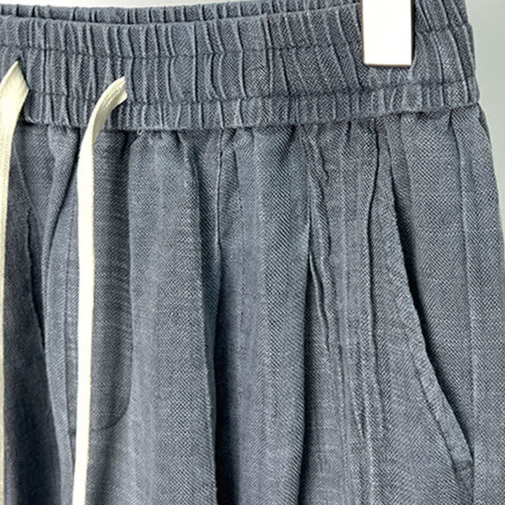 Buddha Stones Short d'été décontracté pour homme, taille élastique unie avec cordon de serrage et poches - image 9