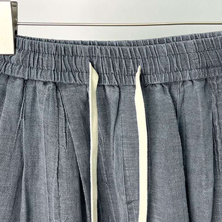 Buddha Stones Short d'été décontracté pour homme, taille élastique unie avec cordon de serrage et poches - image 5
