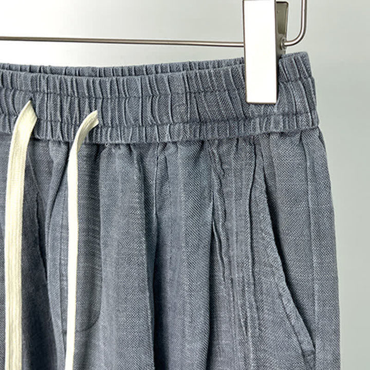 Buddha Stones Short d'été décontracté pour homme, taille élastique unie avec cordon de serrage et poches - image 8