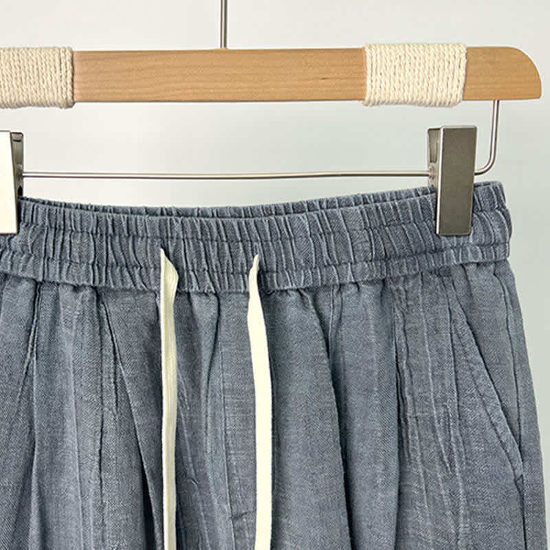Buddha Stones Short d'été décontracté pour homme, taille élastique unie avec cordon de serrage et poches - image 6