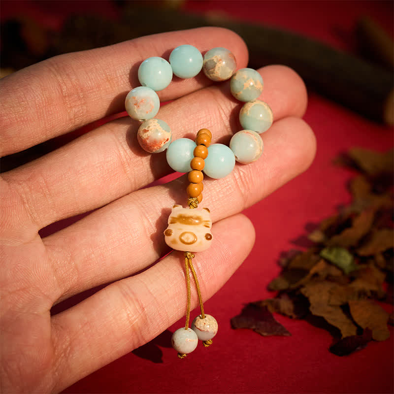 Buddha Stones Perles de méditation tactiles porte-bonheur en pierre de Shoushan, chat grillé au charbon de bois - 10 mm - Pierre de Shoushan (Harmonie positive ♥) - image 1