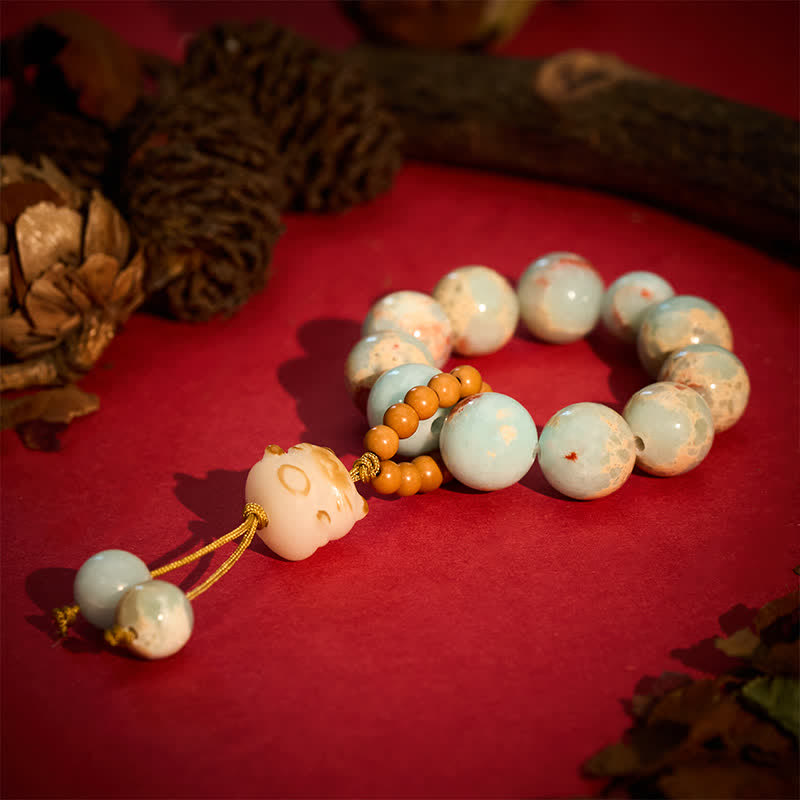 Buddha Stones Perles de méditation tactiles porte-bonheur en pierre de Shoushan, chat grillé au charbon de bois - image 8