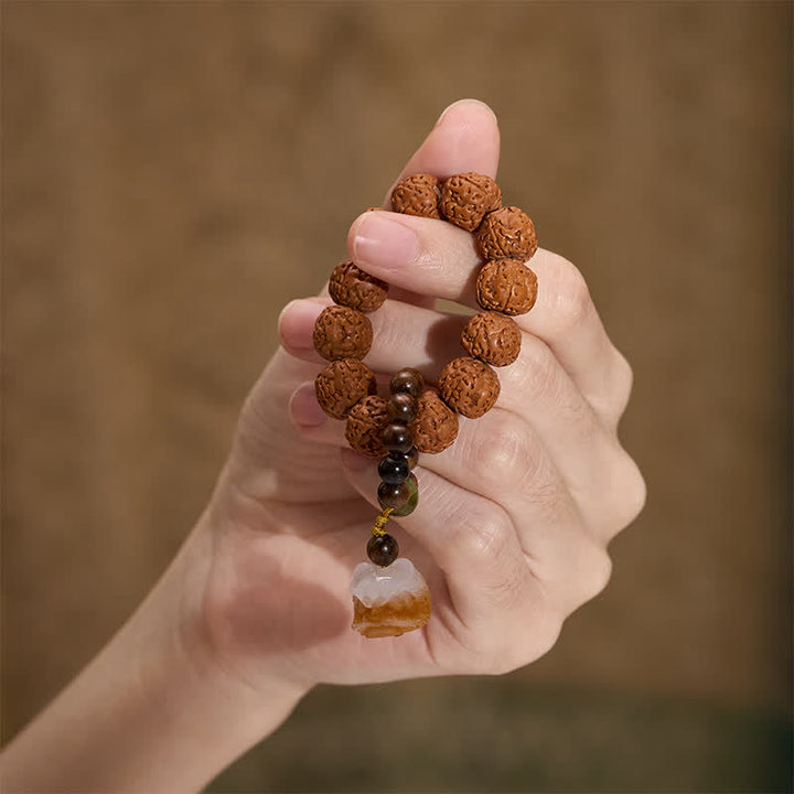 Buddha Stones Pendentif Lion Bodhi grillé au charbon de bois de graines de Vajra, perles de méditation tactiles pour la force - image 3