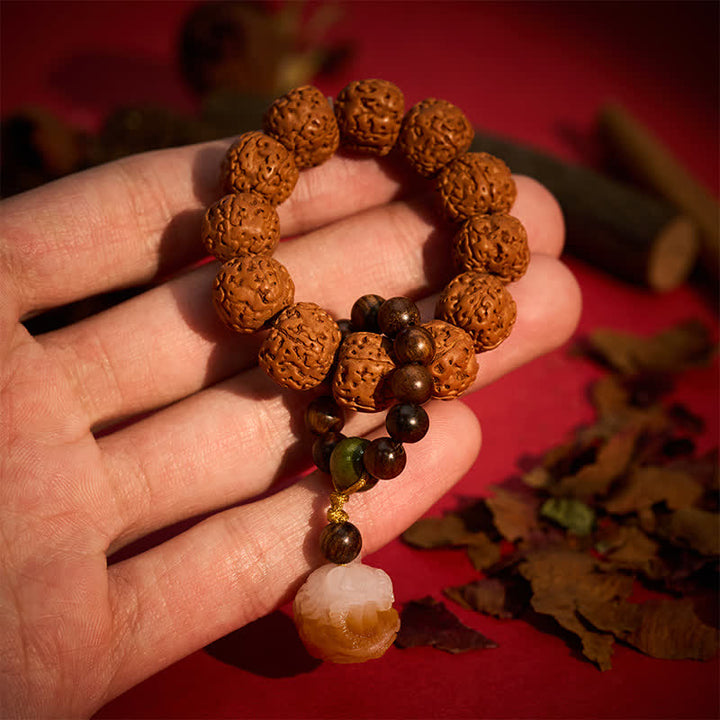 Buddha Stones Pendentif Lion Bodhi grillé au charbon de bois de graines de Vajra, perles de méditation tactiles pour la force - Graine de Vajra (Force ♥ Protection) - image 0