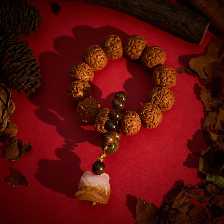 Buddha Stones Pendentif Lion Bodhi grillé au charbon de bois de graines de Vajra, perles de méditation tactiles pour la force - image 1