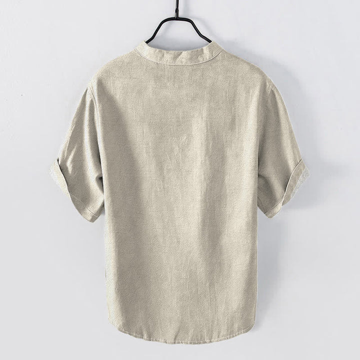 Buddha Stones Chemise à manches courtes et demi-boutonnée en coton blanc à motif floral pour homme - image 6