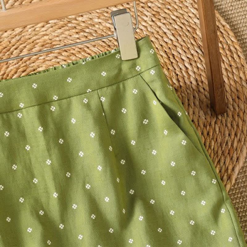 Buddha Stones Jupes d'été décontractées à pois vintage pour femmes avec poches - image 3