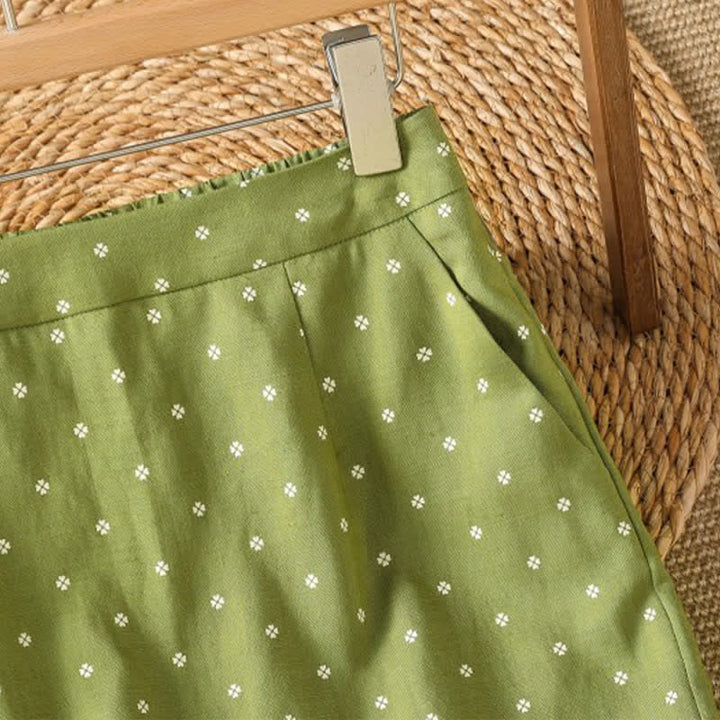 Buddha Stones Jupes d'été décontractées à pois vintage pour femmes avec poches - image 3
