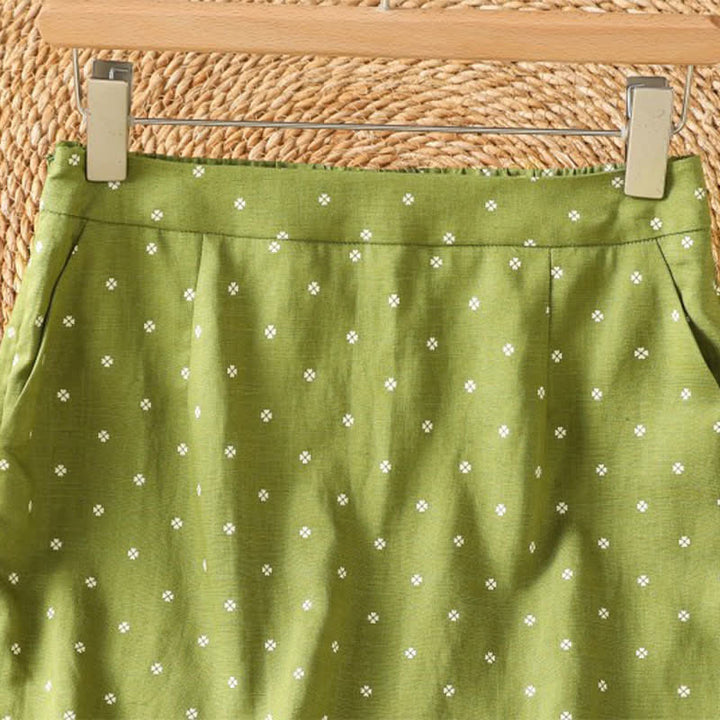 Buddha Stones Jupes d'été décontractées à pois vintage pour femmes avec poches - image 2