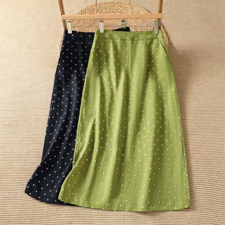Buddha Stones Jupes d'été décontractées à pois vintage pour femmes avec poches - image 10