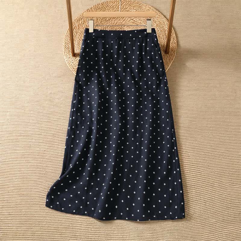 Buddha Stones Jupes d'été décontractées à pois vintage pour femmes avec poches - Marine - US8-10, UK/AU12-14, EU40-42 (2XL) - image 5