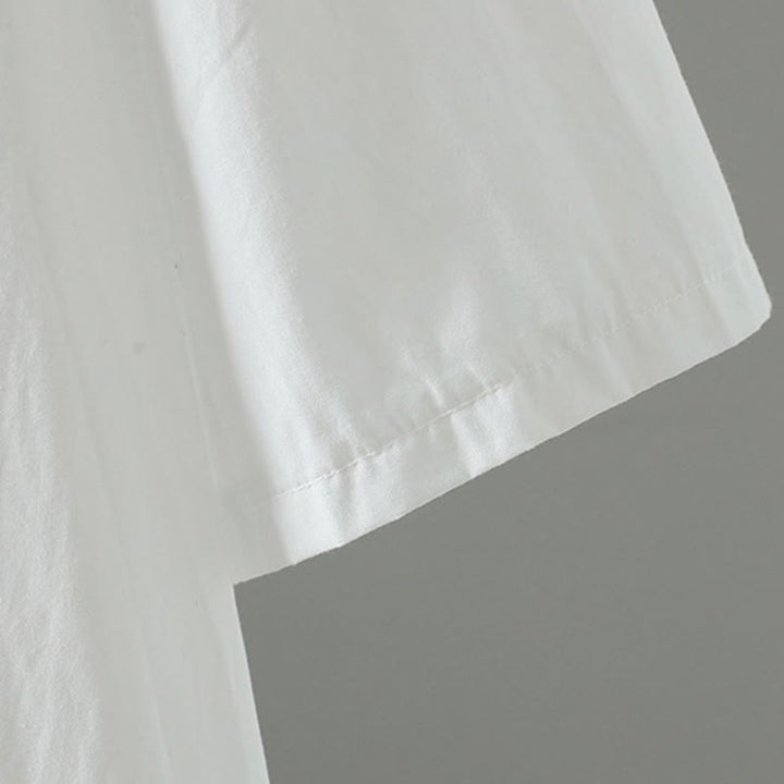 Buddha Stones Robe d'été minimaliste décontractée à manches courtes pour femme, unie, à ourlet à volants - image 11